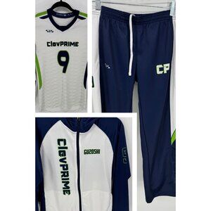 Boombah CleVPrime White & Navy Long Sleeve Jersey Track Outfit